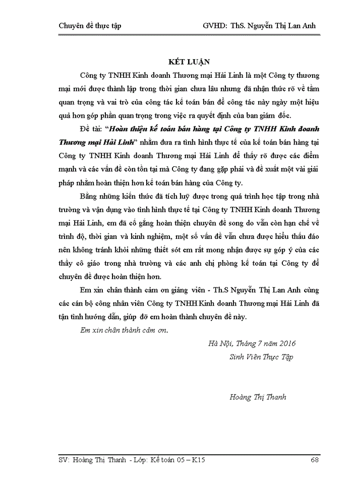 image for page HOÀN THIỆN KẾ TOÁN BÁN HÀNG TẠI CÔNG TY Trách nhiệm hữu hạn KINH DOANH THƯƠNG MẠI HẢI LINH