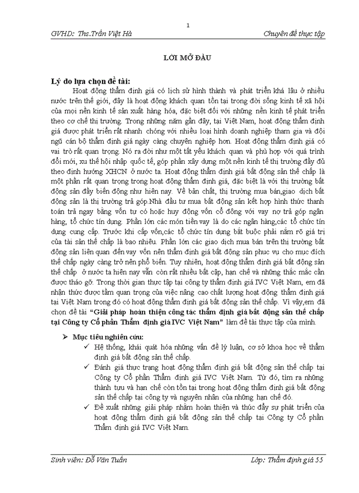 image for page Giải pháp hoàn thiện công tác thẩm định giá bất động sản thế chấp tại Công ty Cổ phần Thẩm định giá IVC Việt Nam