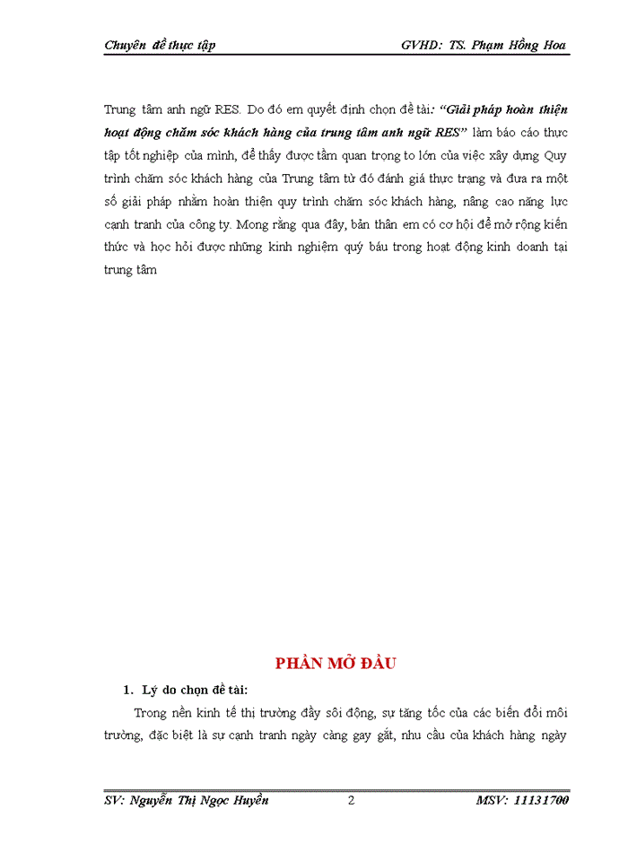 image for page Giải pháp hoàn thiện hoạt động chăm sóc khách hàng của trung tâm anh ngữ RES