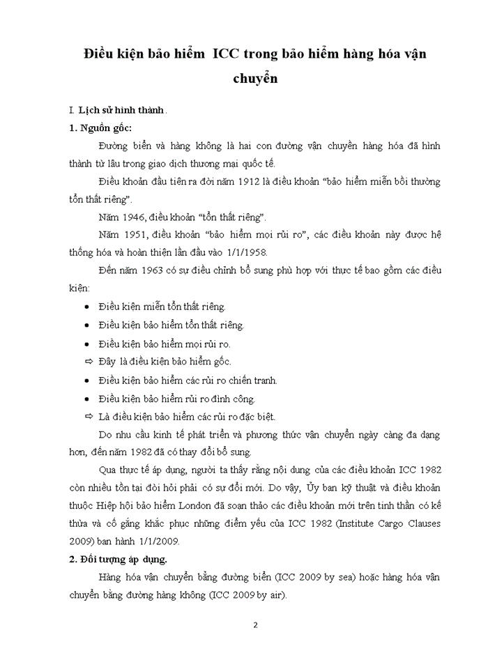 Điều kiện bảo hiểm ICC trong bảo hiểm hàng hóa vận chuyển