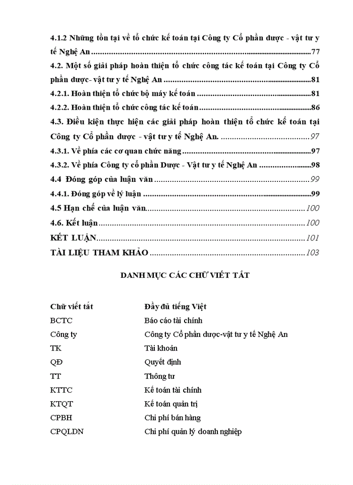 THS Hoàn thiện tổ chức kế toán tại Công ty Cổ phần dược - vật tư y tế Nghệ An