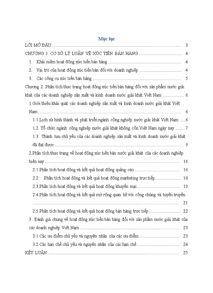 image for page ĐỀ ÁN Hoạt động xúc tiến bán hàng của các doanh nghiệp sản xuất và kinh doanh nước giải khát Việt Nam