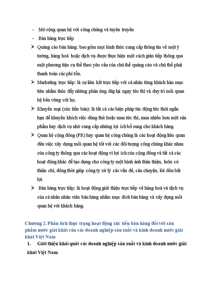 image for page ĐỀ ÁN Hoạt động xúc tiến bán hàng của các doanh nghiệp sản xuất và kinh doanh nước giải khát Việt Nam