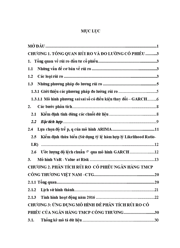 image for page Sử dụng mô hình ARCH-GARCH phân tích rủi ro cổ phiếu Ngân hàng Thương mại Cổ phần Công Thương Việt Nam