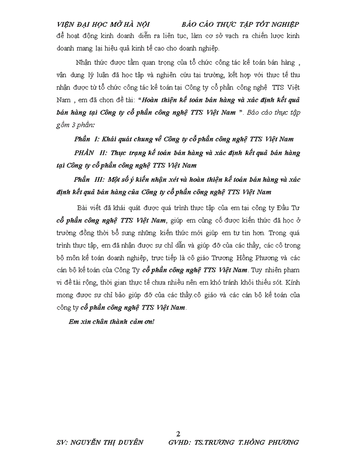 image for page Kế toán bán hàng và xác định kết quảbán hàng tại công ty cổ phần công nghệ tts việt nam