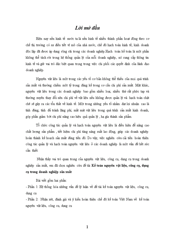 image for page Kế toán nguyên vật liệu công cụ dụng cụ trong doanh nghiệp sản xuất