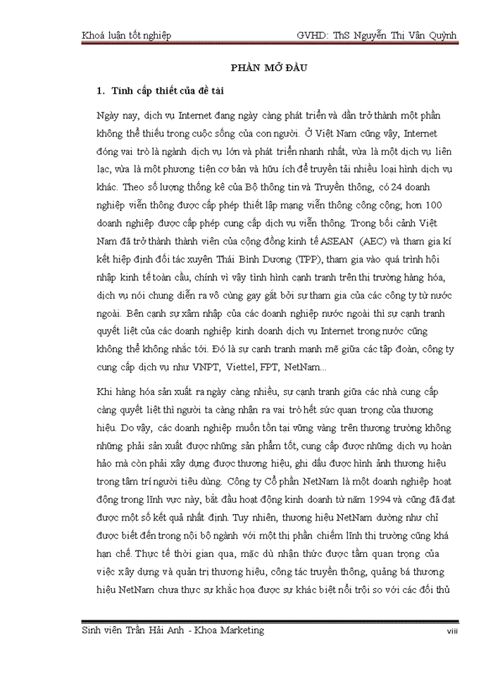 image for page Hoàn thiện truyền thông thương hiệu cho dịch vụ Internet của công ty cổ phần NetNam