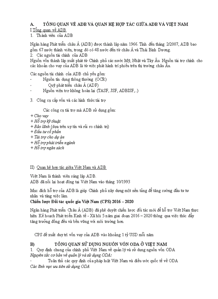 TỔNG QUAN SỬ DỤNG NGUỒN VỐN ODA Ở VIỆT NAM
