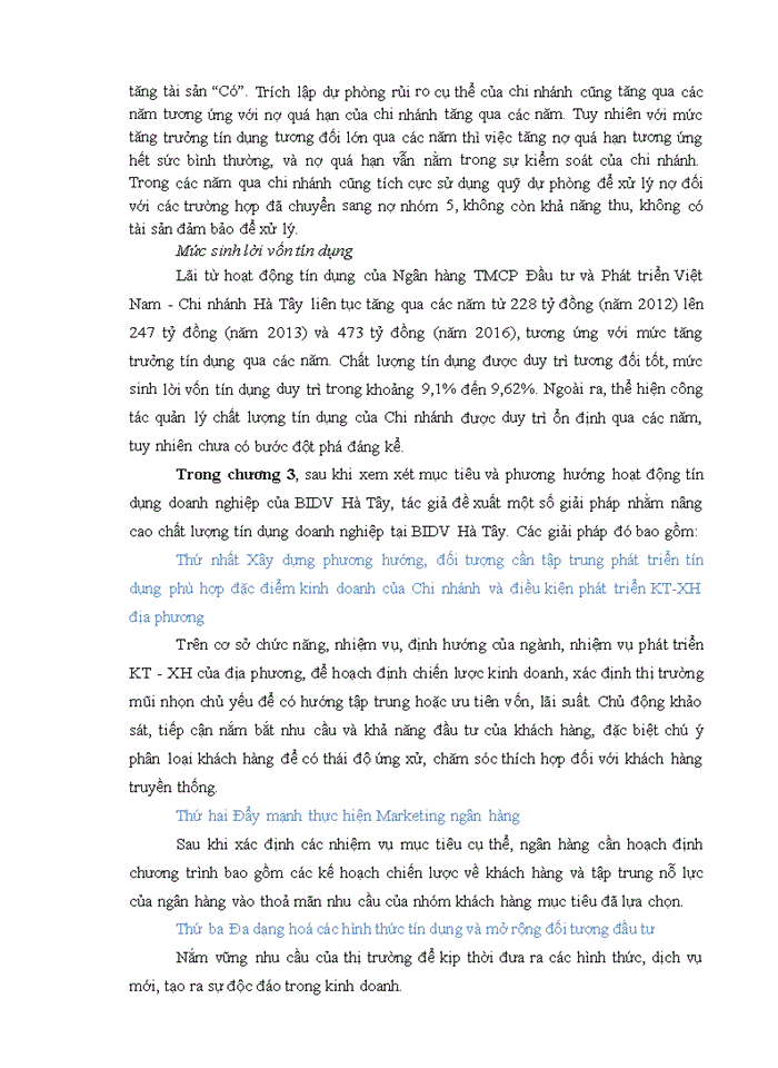 image for page Nâng cao chất lượng tín dụng đối với khách hàng doanh nghiệp tại ngân hàng Thương mại Cổ phần đầu tư và phát triển việt nam chi nhánh hà tây