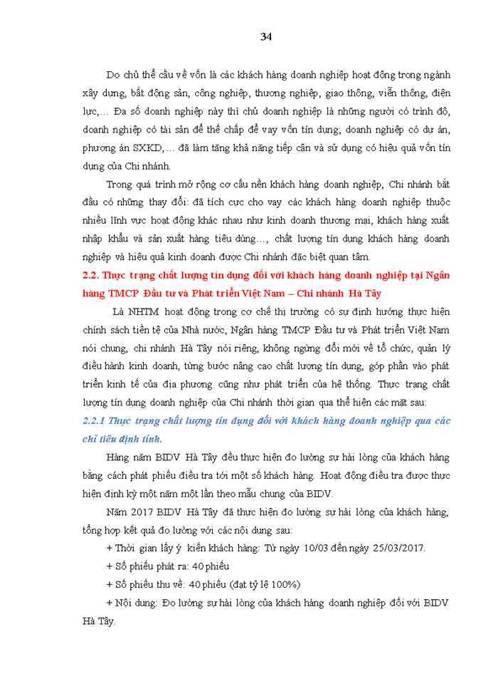 image for page Nâng cao chất lượng tín dụng đối với khách hàng doanh nghiệp tại ngân hàng Thương mại Cổ phần đầu tư và phát triển việt nam chi nhánh hà tây