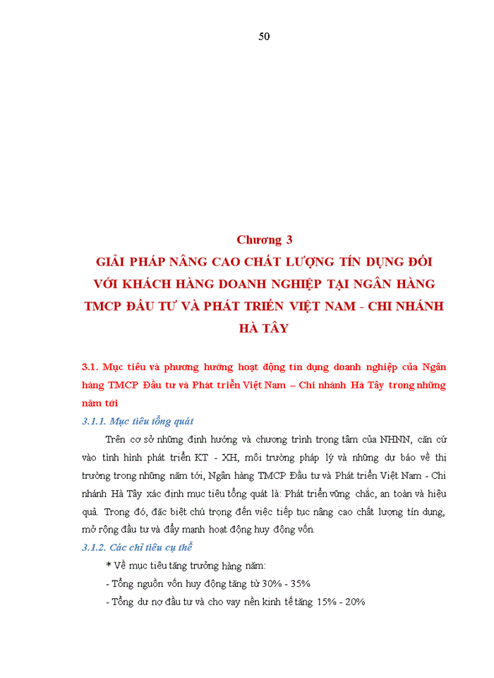 image for page Nâng cao chất lượng tín dụng đối với khách hàng doanh nghiệp tại ngân hàng Thương mại Cổ phần đầu tư và phát triển việt nam chi nhánh hà tây