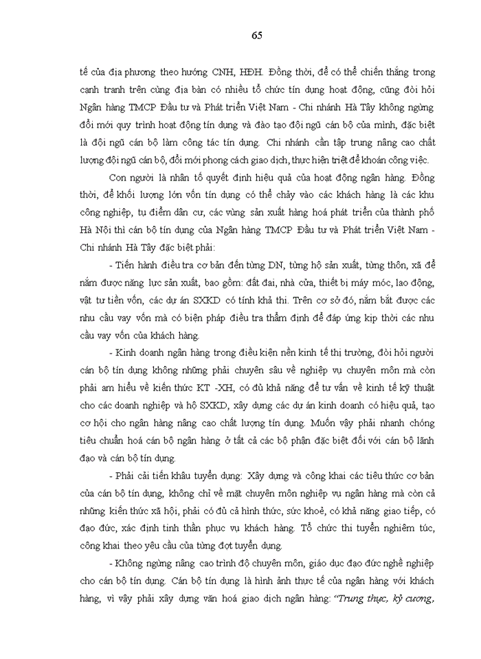 image for page Nâng cao chất lượng tín dụng đối với khách hàng doanh nghiệp tại ngân hàng Thương mại Cổ phần đầu tư và phát triển việt nam chi nhánh hà tây