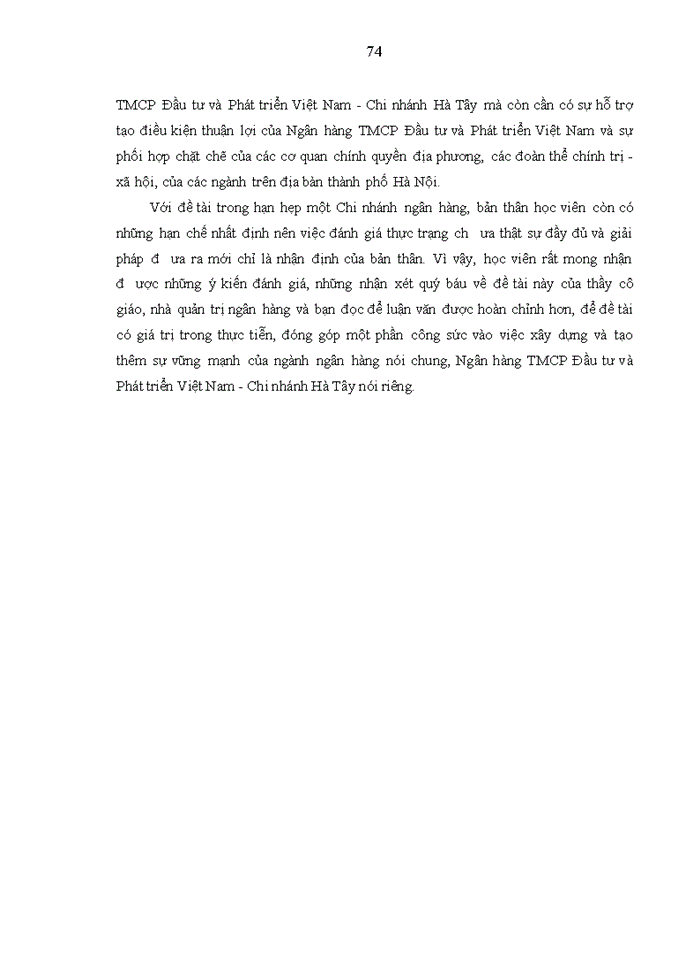 image for page Nâng cao chất lượng tín dụng đối với khách hàng doanh nghiệp tại ngân hàng Thương mại Cổ phần đầu tư và phát triển việt nam chi nhánh hà tây