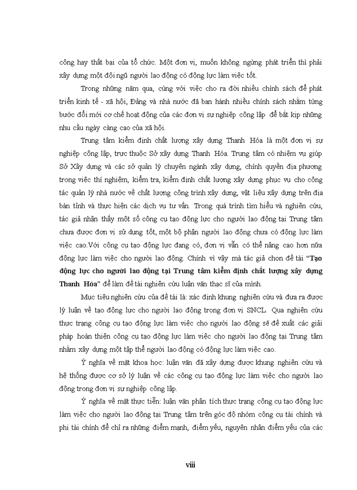 image for page Tạo động lực cho người lao động tại Trung tâm kiểm định chất lượng xây dựng Thanh Hóa thuộc Sở xây dựng Tỉnh Thanh Hóa
