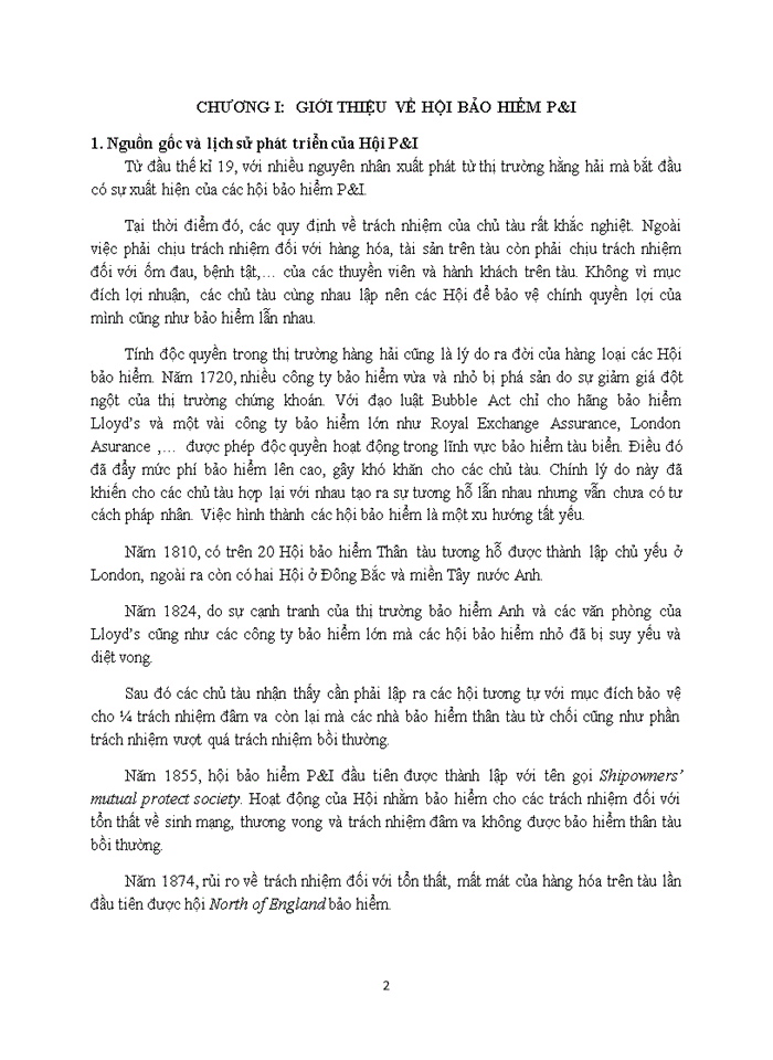 Hội bảo hiểm P I thực trạng hoạt động của P I đối với các công ty vận tải biển Việt Nam