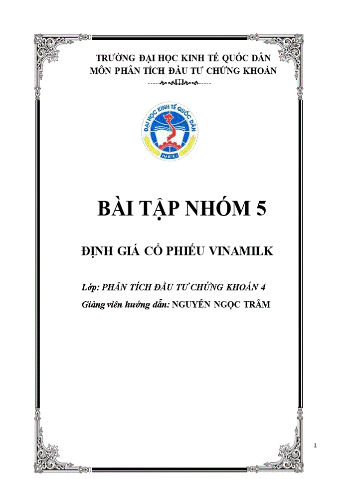 image for page ĐỊNH GIÁ CỔ PHIẾU VINAMILK