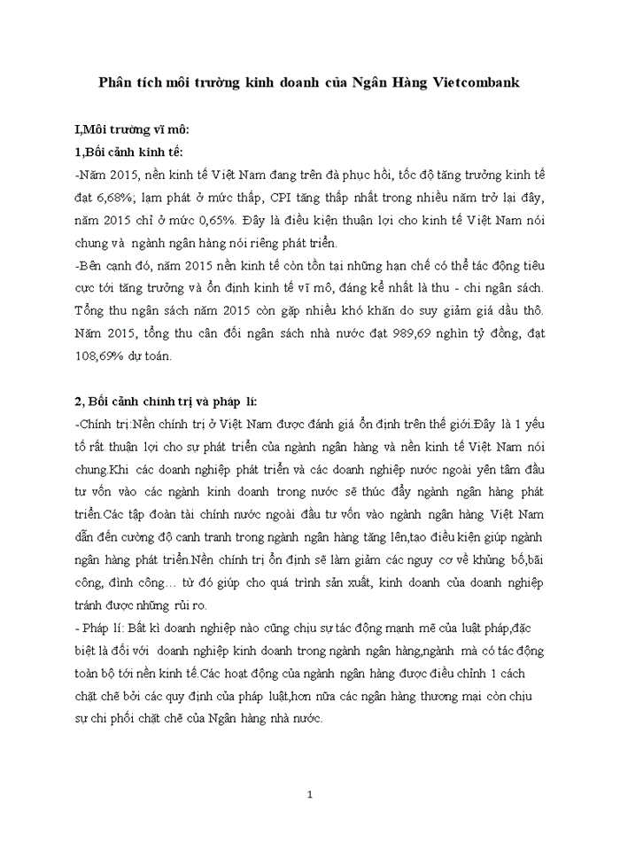 image for page Phân tích môi trường kinh doanh của Ngân Hàng Vietcombank