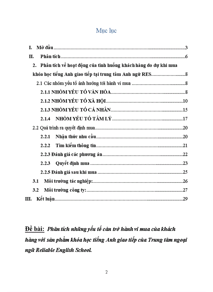 image for page Phân tích những yếu tố cản trở hành vi mua của khách hàng với sản phẩm khóa học tiếng Anh giao tiếp của Trung tâm ngoại ngữ Reliable English School