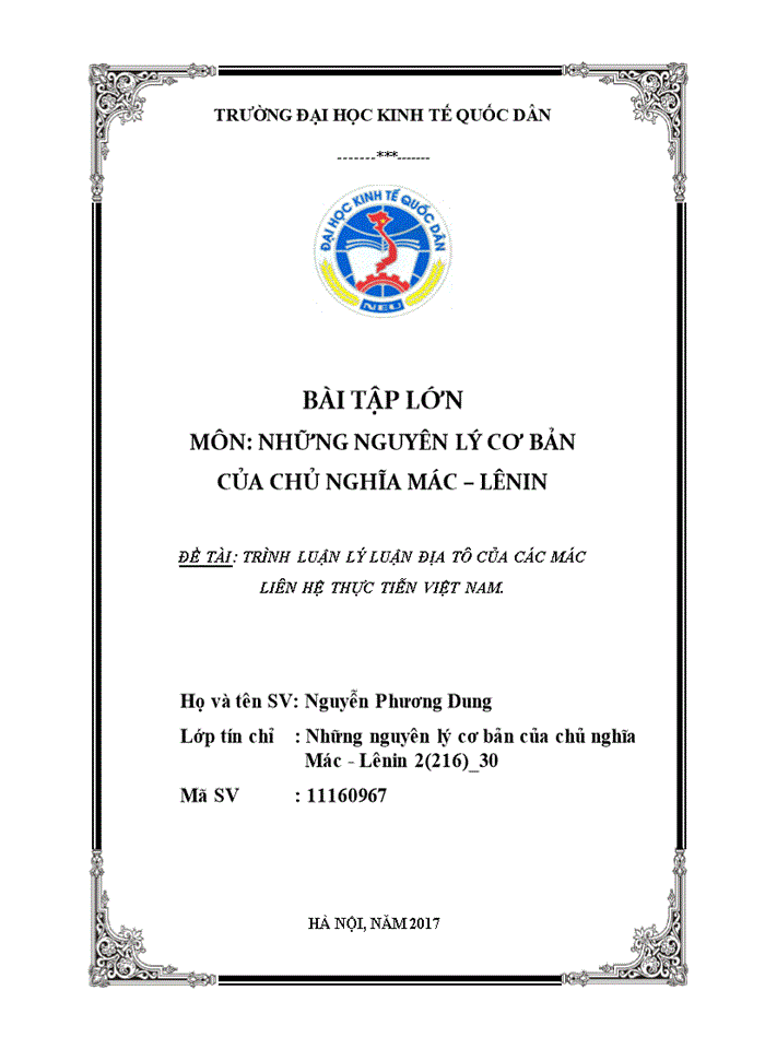 image for page Triết mác Quá trình luận lý luận địa tô của các mác Liên hệ thực tiễn việt nam