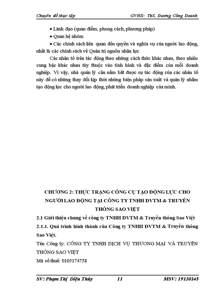 image for page Thực trạng công cụ tạo động lực cho người lao động tại công ty Trách nhiệm hữu hạn dvtm truyền thông sao việt
