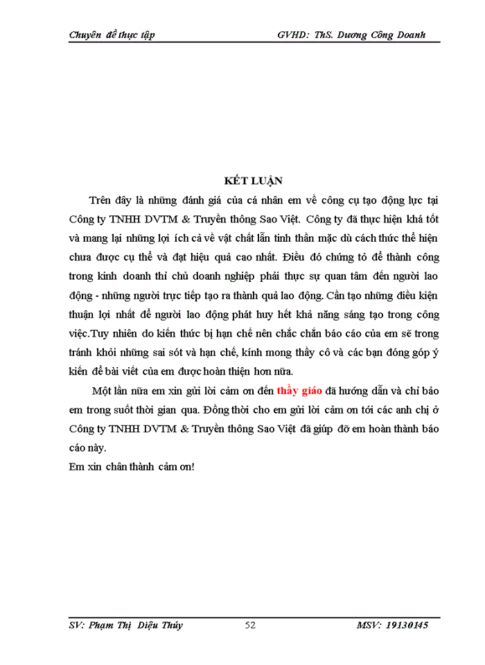 image for page Thực trạng công cụ tạo động lực cho người lao động tại công ty Trách nhiệm hữu hạn dvtm truyền thông sao việt