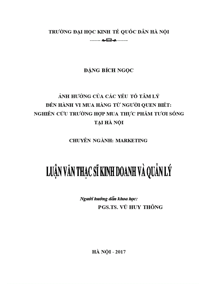 image for page THS Ảnh hưởng của các yếu tố tâm lý đến hành vi mua hàng hóa từ người quen biết nghiên cứu trường hợp mua thực phẩm tươi sống tại Hà Nội