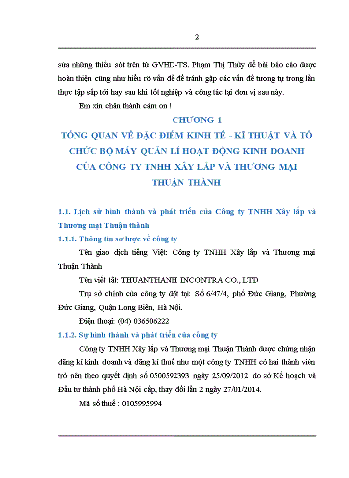 image for page Báo cáo Công ty Trách nhiệm hữu hạn Xây lắp và Thương mại Thuận Thành