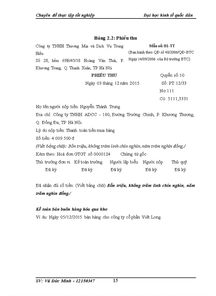 image for page Hoàn thiện kế toán bán hàng và xác định kết quả kinh doanh tại Công ty Trách nhiệm hữu hạn thương mại và dịch vụ Trung Hiếu