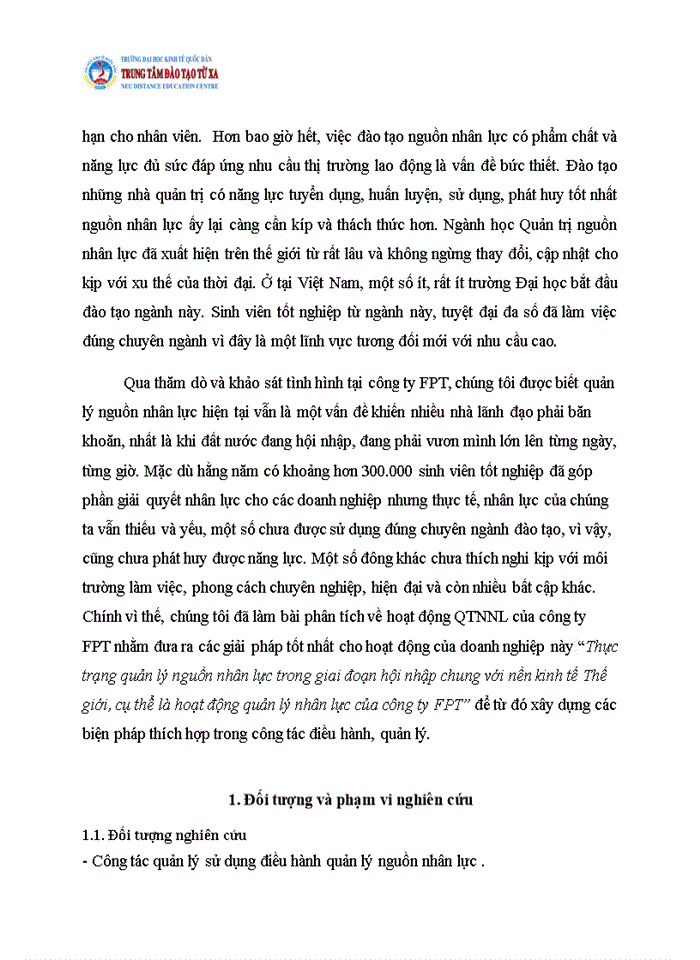 image for page HOẠT ĐỘNG QUẢN LÝ NHÂN LỰC CÔNG TY FPT