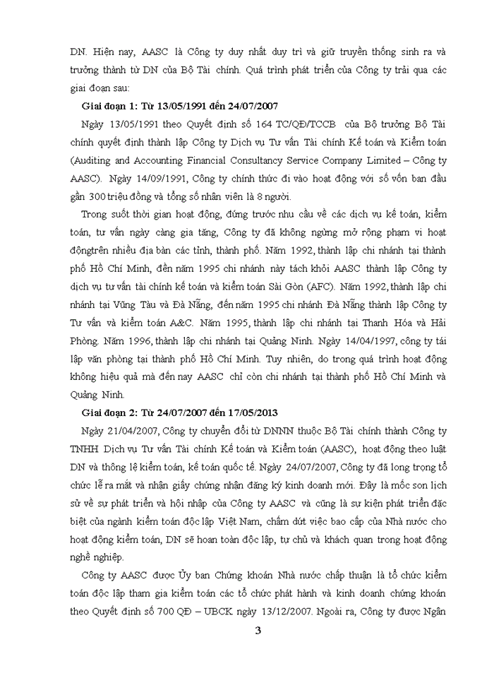 Báo cáo Công ty Trách nhiệm hữu hạn Hãng Kiểm toán AASC