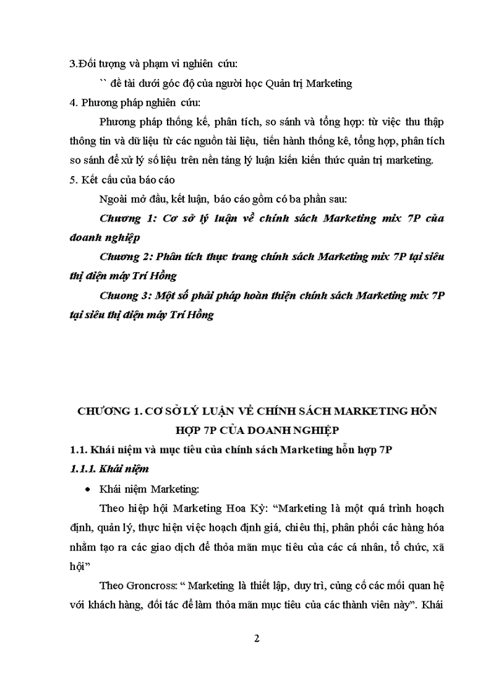 image for page Một số phải pháp hoàn thiện chính sách Marketing mix 7P tại siêu thị điện máy Trí Hồng