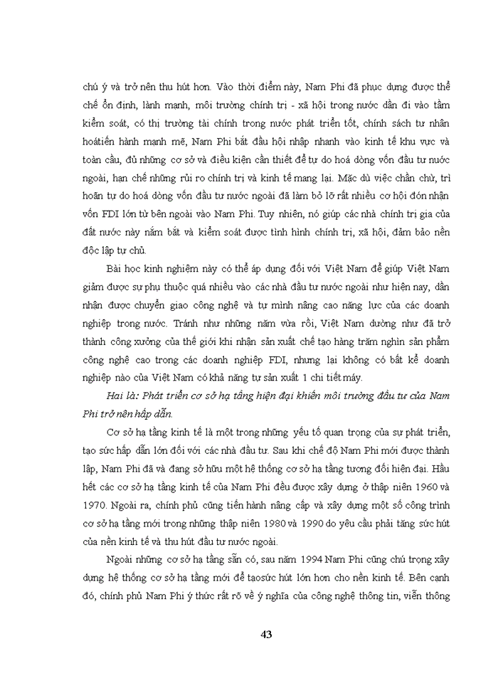 image for page Chính sách thu hút vốn đầu tư nước ngoài của Nam Phi và bài học kinh nghiệm cho Việt Nam trong bối cảnh thực thi các hiệp định thương mại tự do