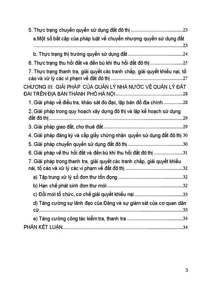 THỰC TRẠNG VÀ GIẢI PHÁP QUẢN LÝ ĐẤT ĐAI TRÊN ĐỊA BÀN THÀNH PHỐ HÀ NỘI