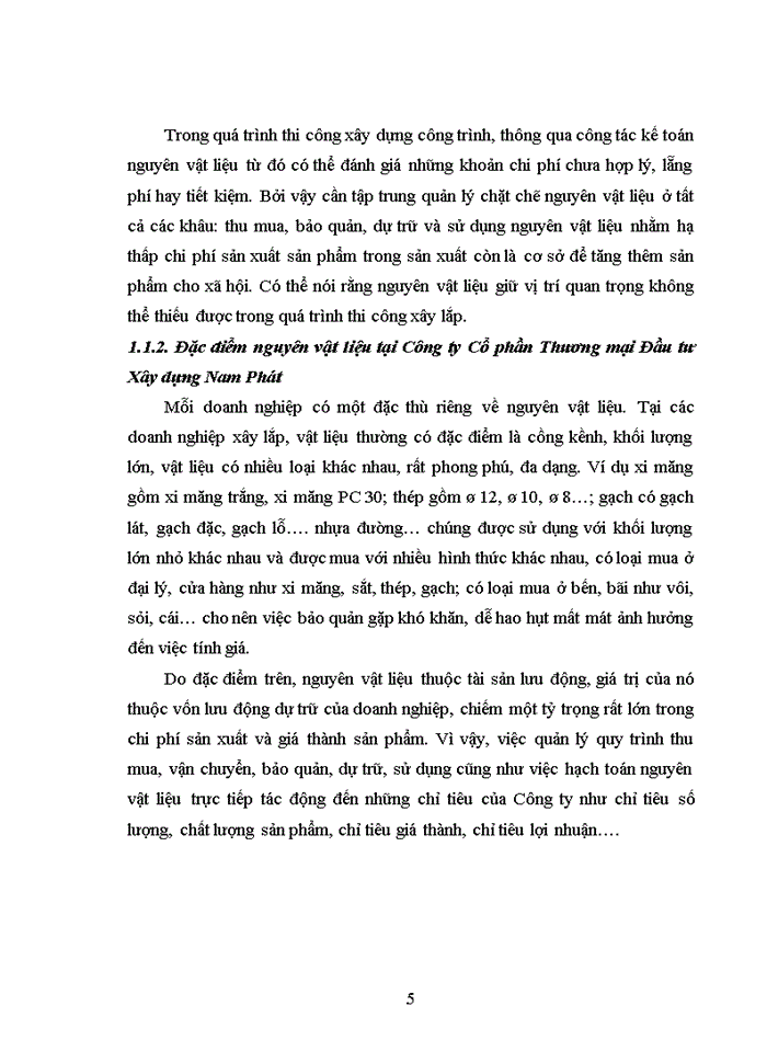 image for page Hoàn thiện kế toán nguyên vật liệu tại công ty cổ phần thương mại đầu tư xây dựng nam phát