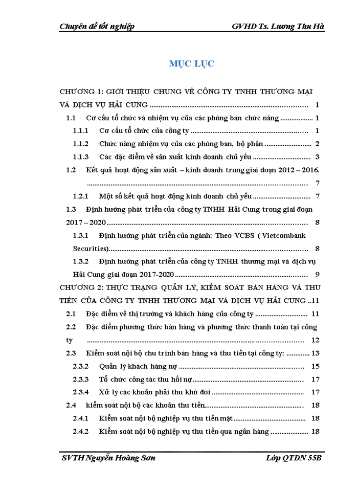 image for page HOÀN THIỆN HỆ THỐNG KIỂM SOÁT BÁN HÀNG VÀ THU TIỀN CỦA CÔNG TY Trách nhiệm hữu hạn THƯƠNG MẠI VÀ DỊCH VỤ HẢI CUNG