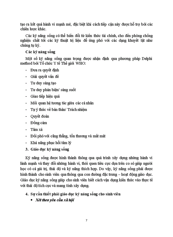 image for page Thực trạng kỹ năng sống và nhu cầu được giáo dục kỹ năng sống của thanh niên