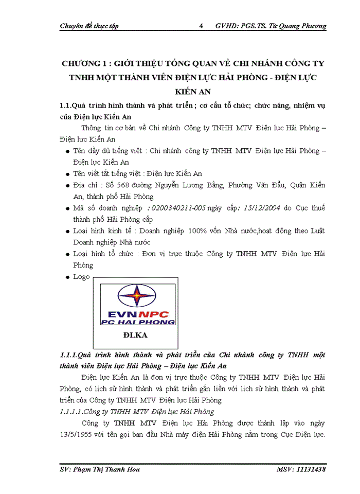 image for page ĐẦU TƯ PHÁT TRIỂN TẠI CHI NHÁNH CÔNG TY Trách nhiệm hữu hạn MTV ĐIỆN LỰC HẢI PHÒNG ĐIỆN LỰC KIẾN AN