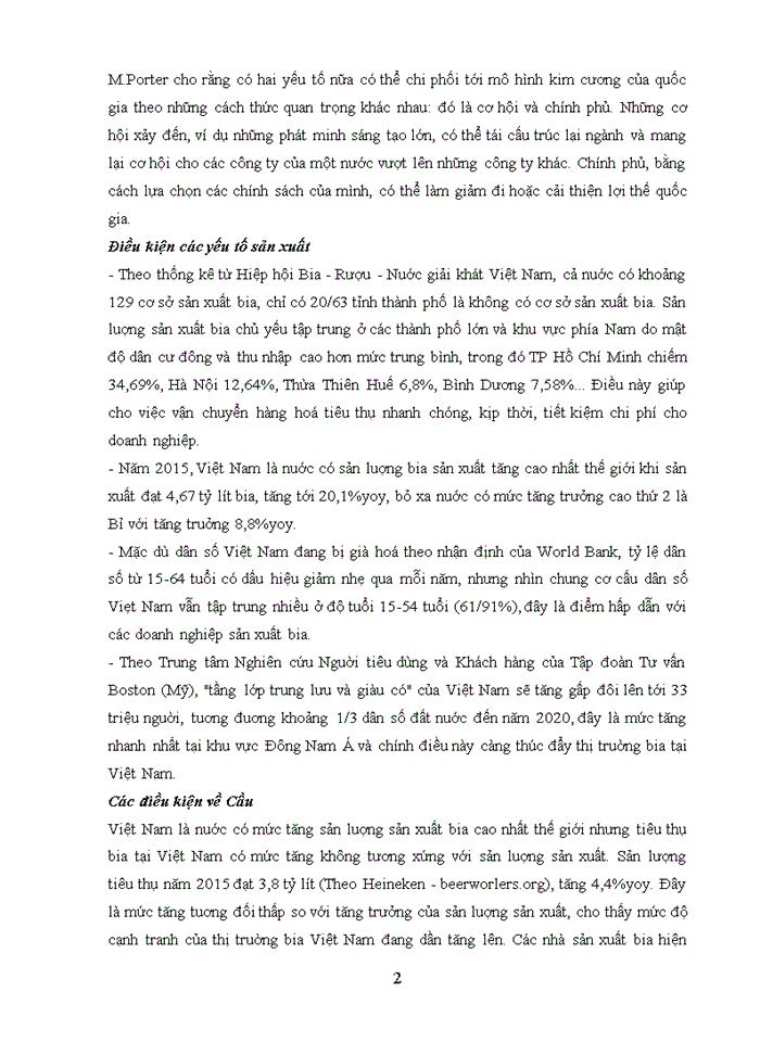 image for page Giải thích mô hình kim cuơng của M Potter và sử dụng mô hình kim cuơng để luận giải khả năng tiềm năng lợi thế cạnh tranh của ngành bia ở Việt Nam
