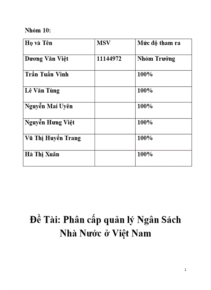 image for page Phân cấp quản lý Ngân Sách Nhà Nước ở Việt Nam