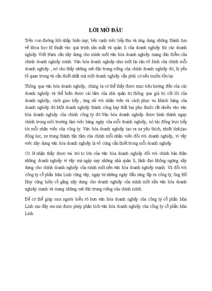 Phân tích đánh giá và đề xuất giải pháp về Đạo đức kinh doanh Hoặc Văn hóa Doanh nghiệp của một doanh nghiệp Việt Nam