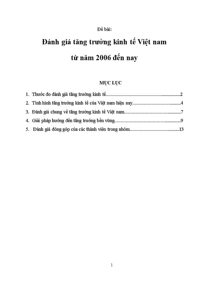 Đánh giá tăng trưởng kinh tế Việt nam từ năm 2006 đến nay