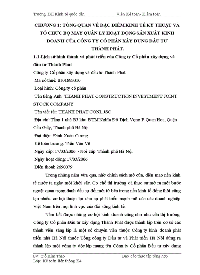 image for page Báo cáo tại Công ty Cổ phần xây dựng và đầu tư Thành Phát