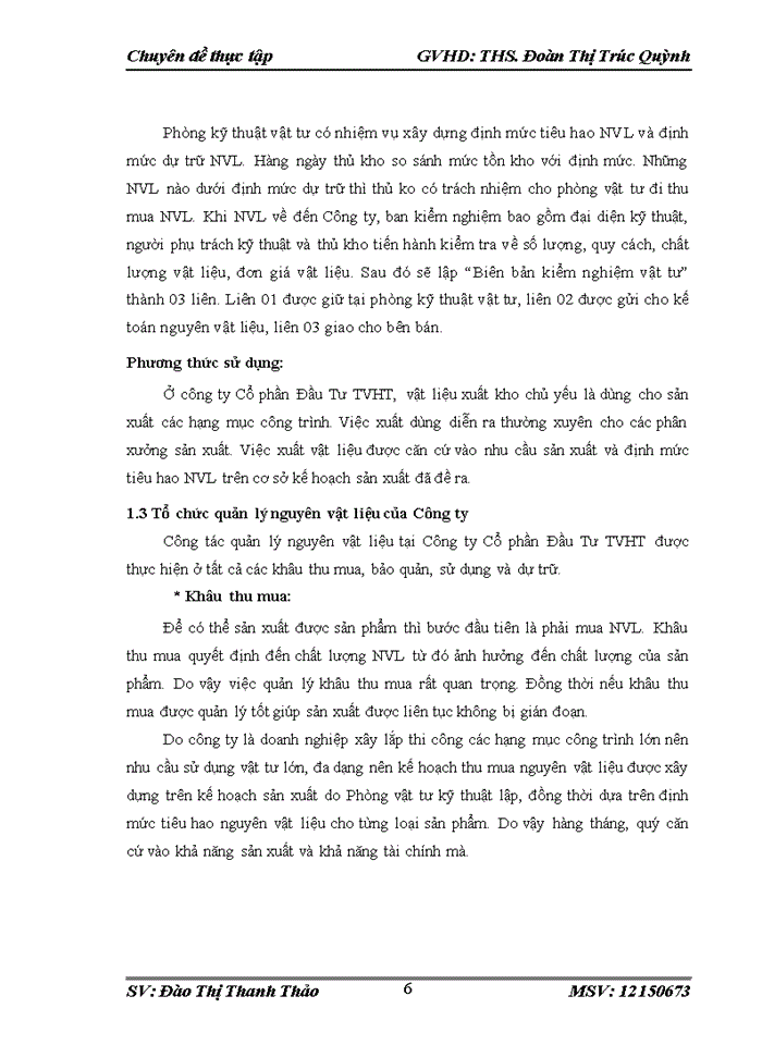 image for page Hoàn thiện kế toán nguyên vật liệu - công cụ dụng cụ tại Công ty Cổ Phần Đầu Tư TVHT