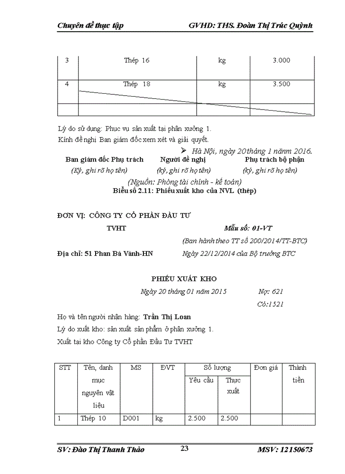 image for page Hoàn thiện kế toán nguyên vật liệu - công cụ dụng cụ tại Công ty Cổ Phần Đầu Tư TVHT