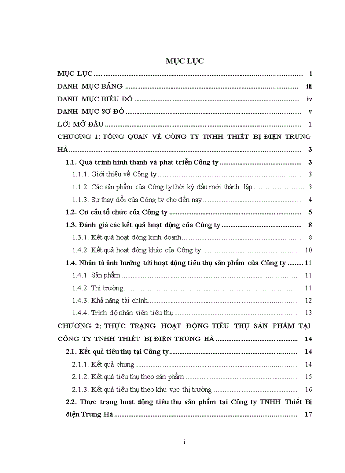 HOÀN THIỆN HOẠT ĐỘNG TIÊU THỤ TẠI CÔNG TY Trách nhiệm hữu hạn THIẾT BỊ ĐIỆN TRUNG HÀ
