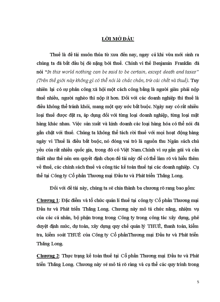 HOÀN THIỆN KẾ TOÁN THUẾ TẠI CÔNG TY CỔ PHẦN THƯƠNG MẠI ĐẦU TƯ VÀ PHÁT TRIỂN THĂNG LONG
