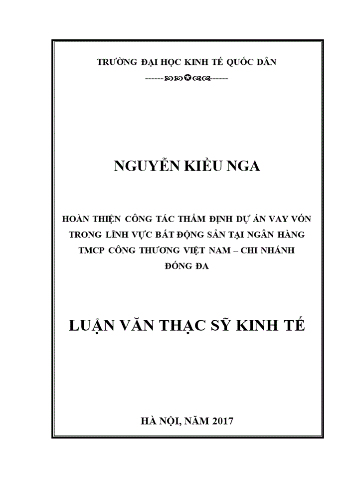 image for page THS Hoàn thiện công tác thẩm định dự án vay vốn trong lĩnh vực bất động sản tại Ngân hàng TMCP Công thương Việt Nam Chi nhánh Đống Đa