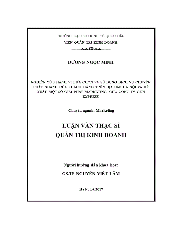 image for page Ths Nghiên cứu hành vi lựa chọn và sử dụng dịch vụ chuyển phát nhanh của khách hàng trên địa bàn Hà Nội và đề xuất một số giải pháp marketing cho công ty GNN express