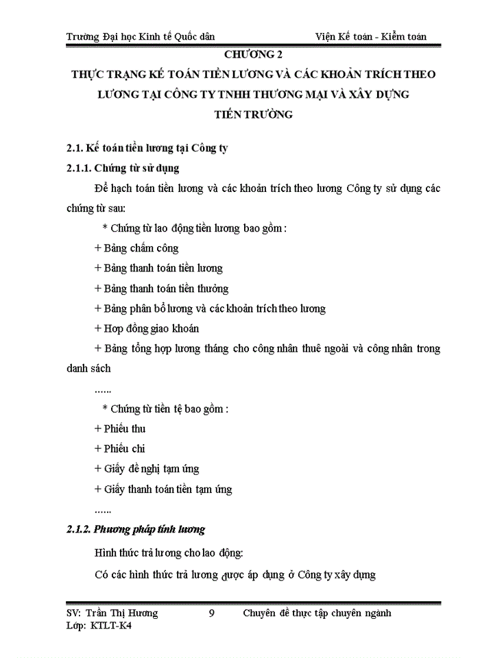 image for page Hoàn thiện kế toán tiền lương và các khoản trích theo lương tại Công ty Trách nhiệm hữu hạn Thương mại và xây dựng Tiến Trường