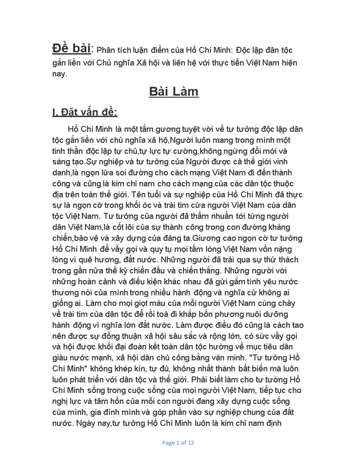 image for page Tư tưởng Phân tích luận điểm của Hồ Chí Minh Độc lập đân tộc gắn liền với Chủ nghĩa Xã hội và liên hệ với thực tiễn Việt Nam hiện nay